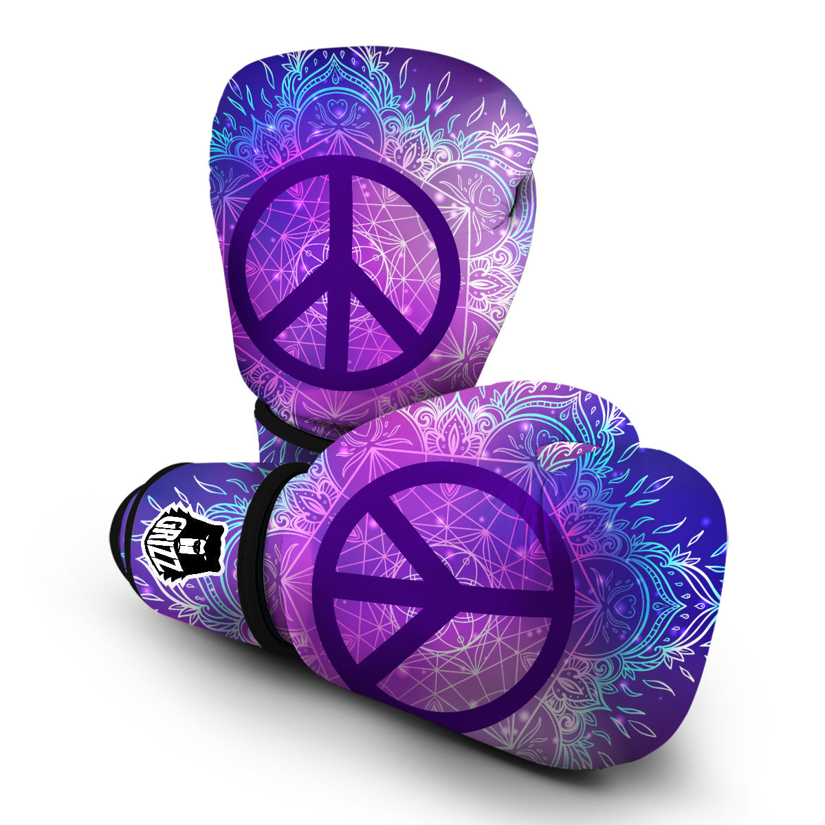 Mandala Peace Sign Boxing Gloves-grizzshop