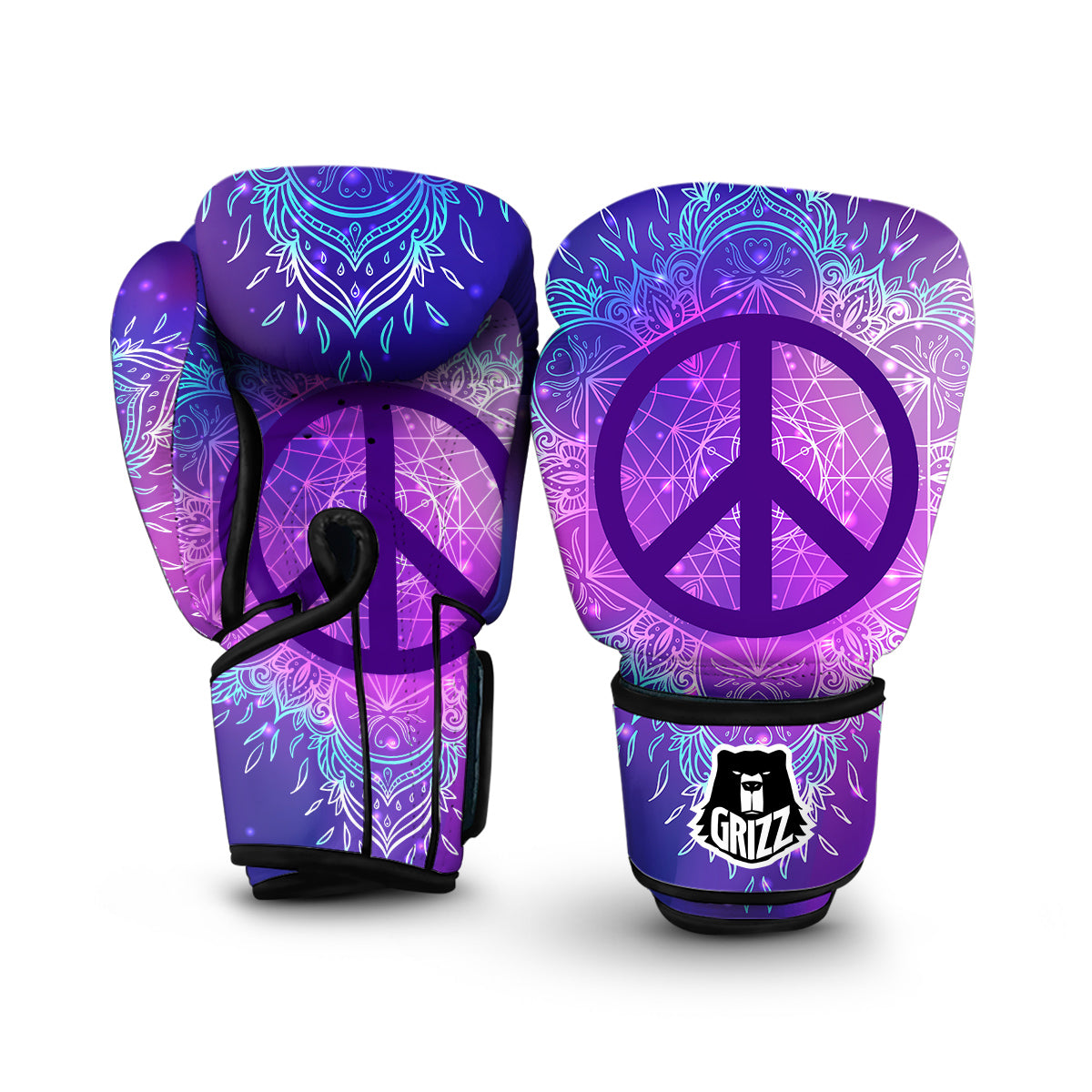 Mandala Peace Sign Boxing Gloves-grizzshop