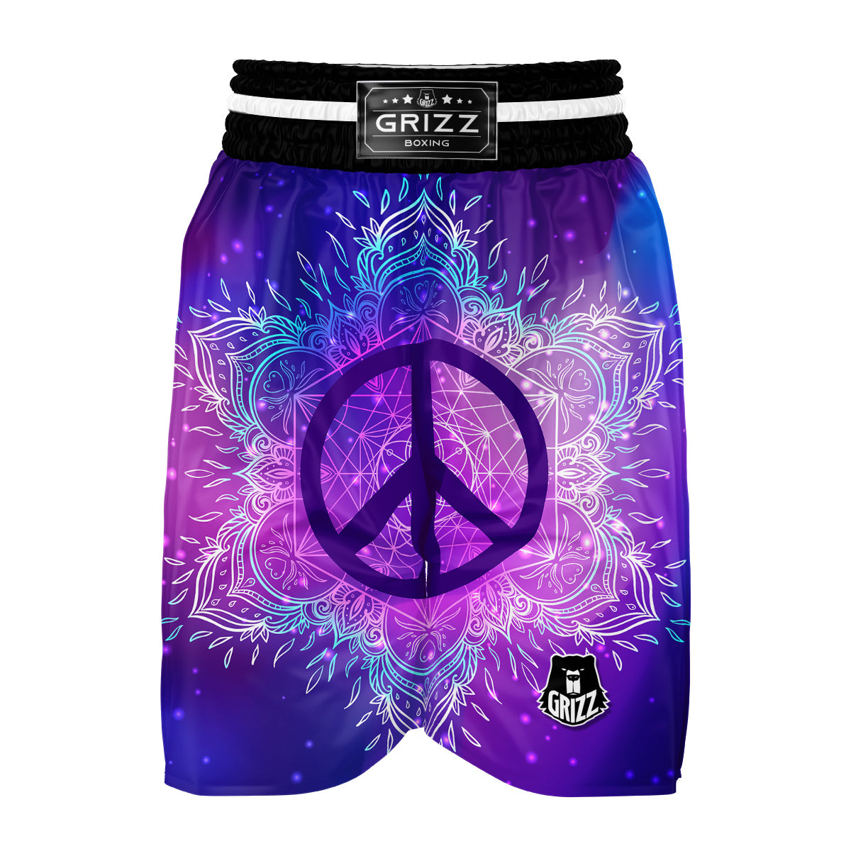 Mandala Peace Sign Boxing Shorts-grizzshop