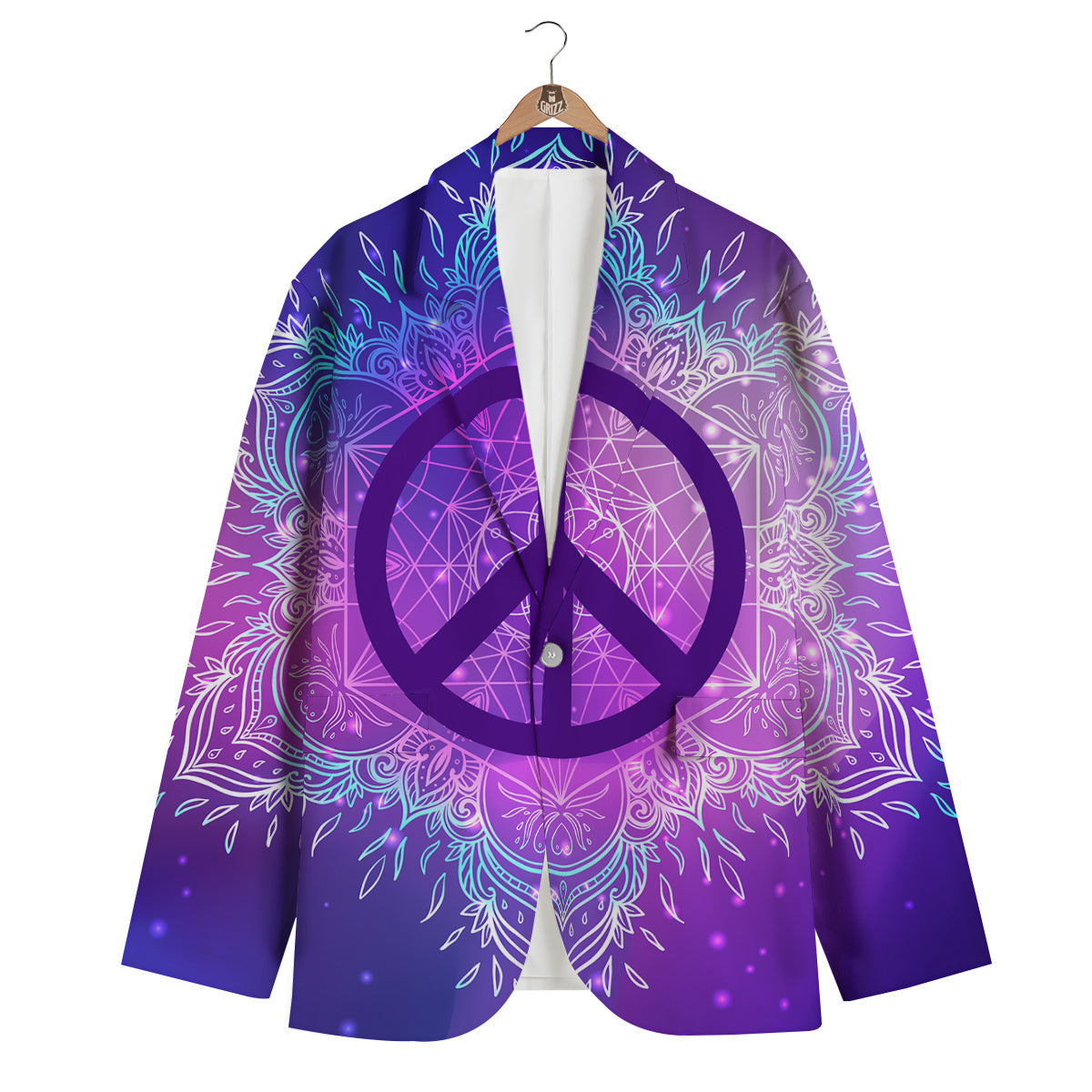 Mandala Peace Sign Men's Blazer-grizzshop