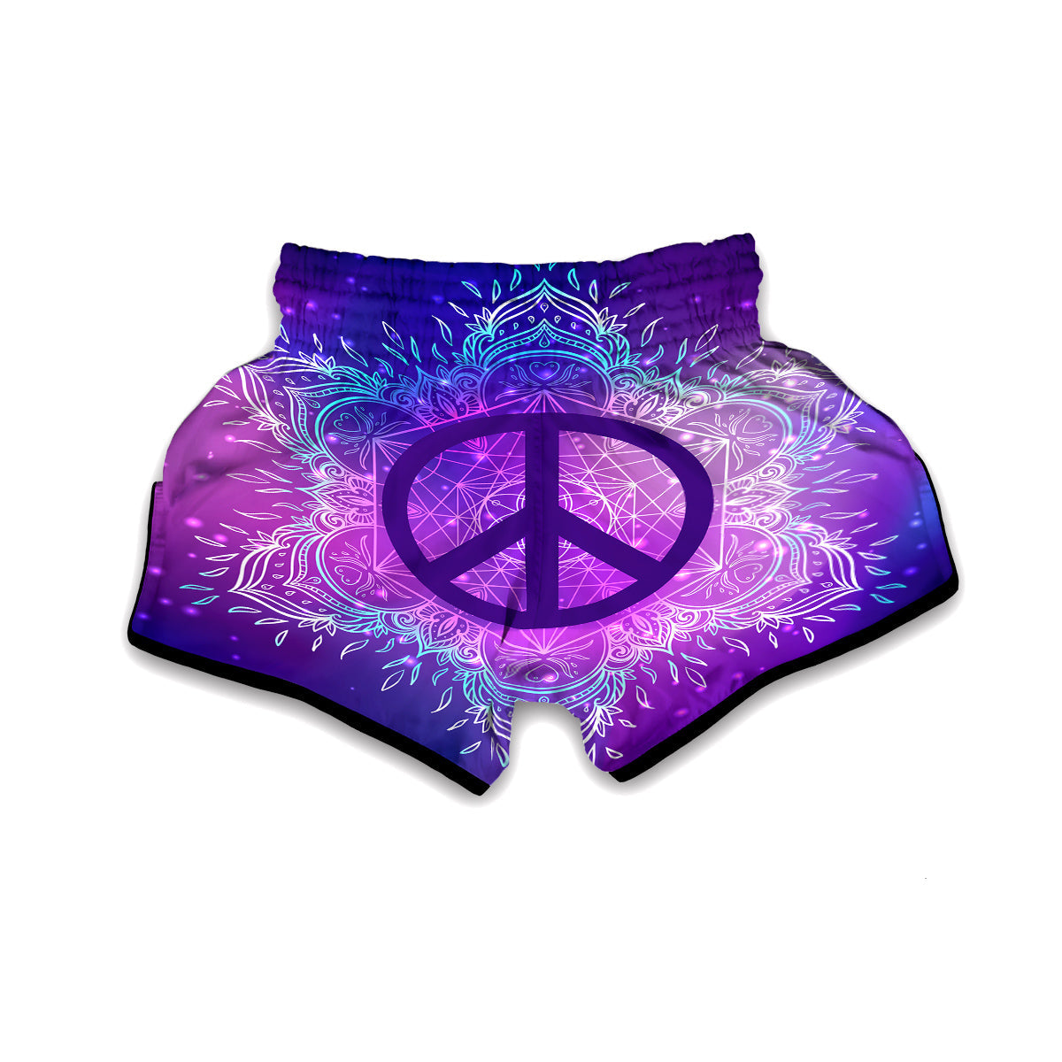 Mandala Peace Sign Muay Thai Boxing Shorts-grizzshop