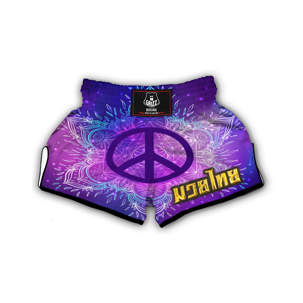 Mandala Peace Sign Muay Thai Boxing Shorts-grizzshop