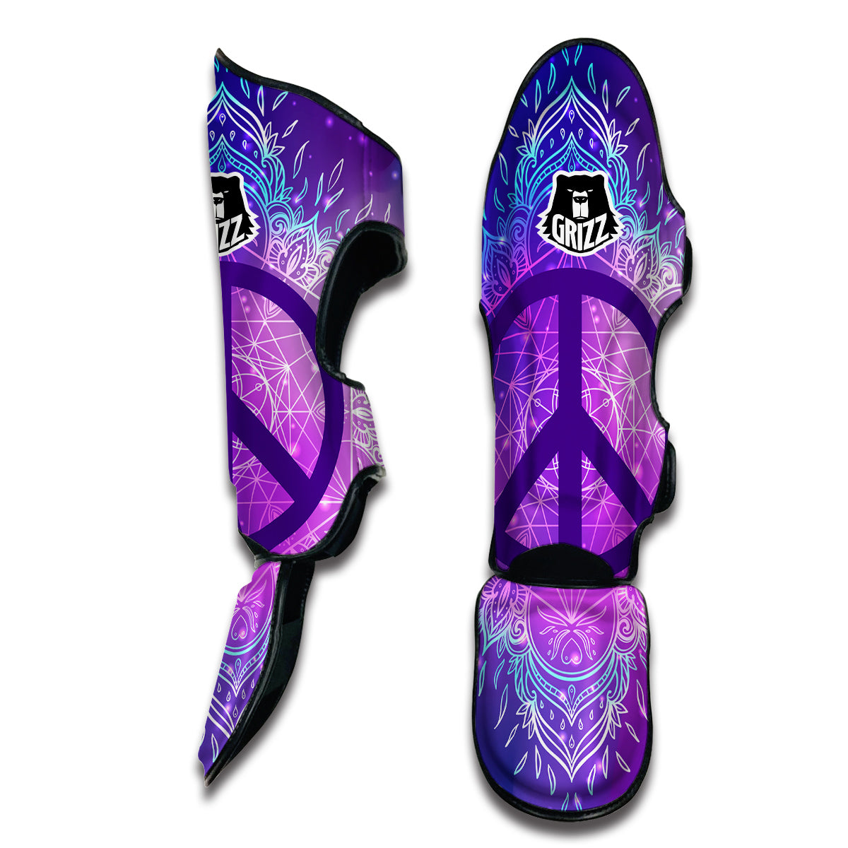 Mandala Peace Sign Muay Thai Shin Guards-grizzshop