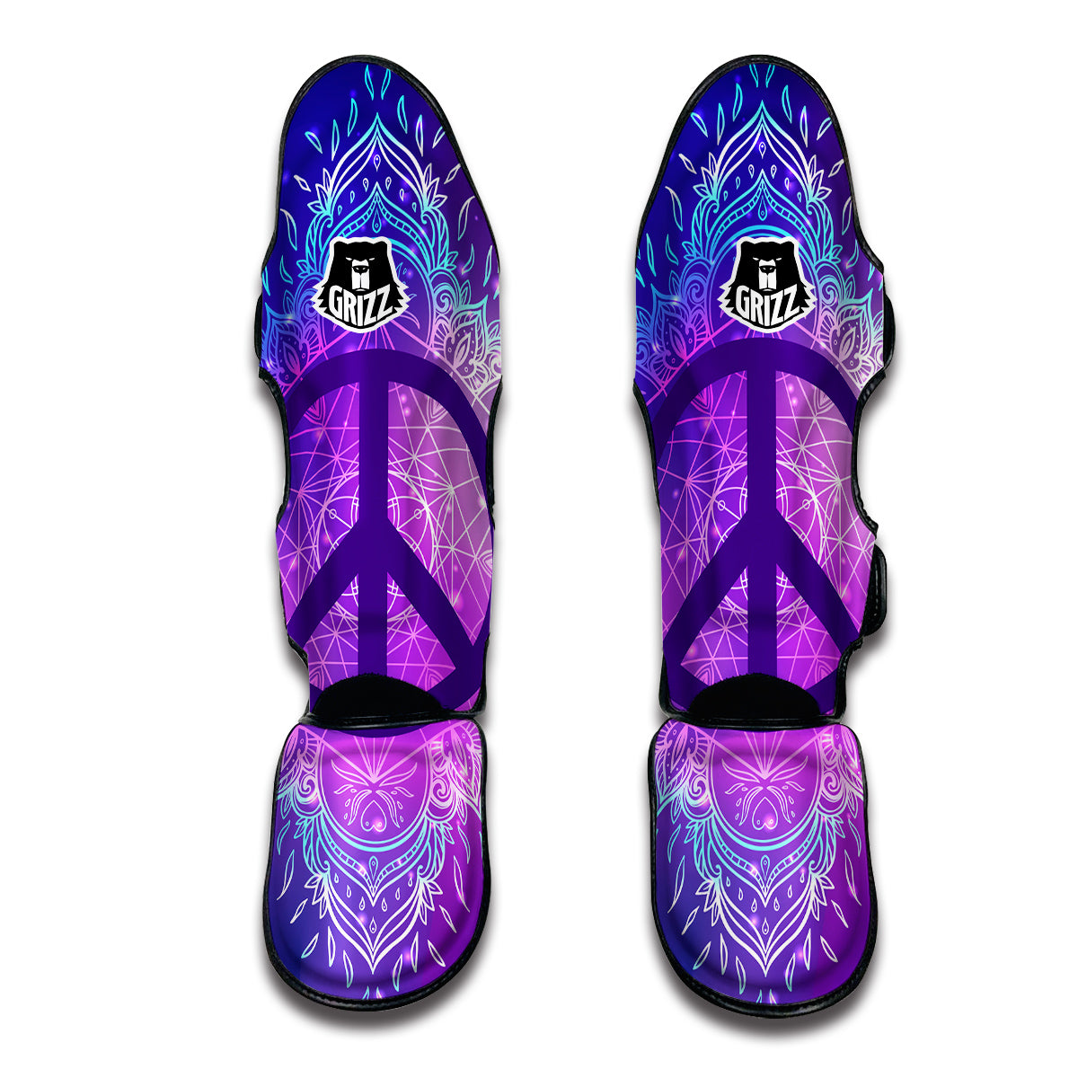 Mandala Peace Sign Muay Thai Shin Guards-grizzshop