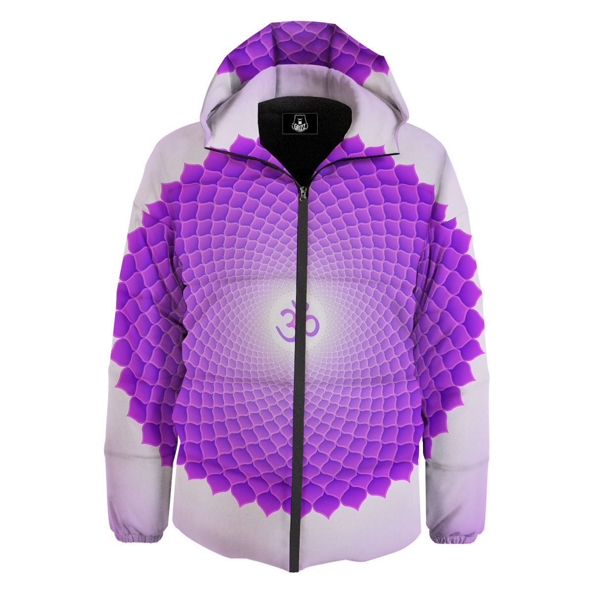 Mandala Sahasrara Chakra Print Down Jacket-grizzshop