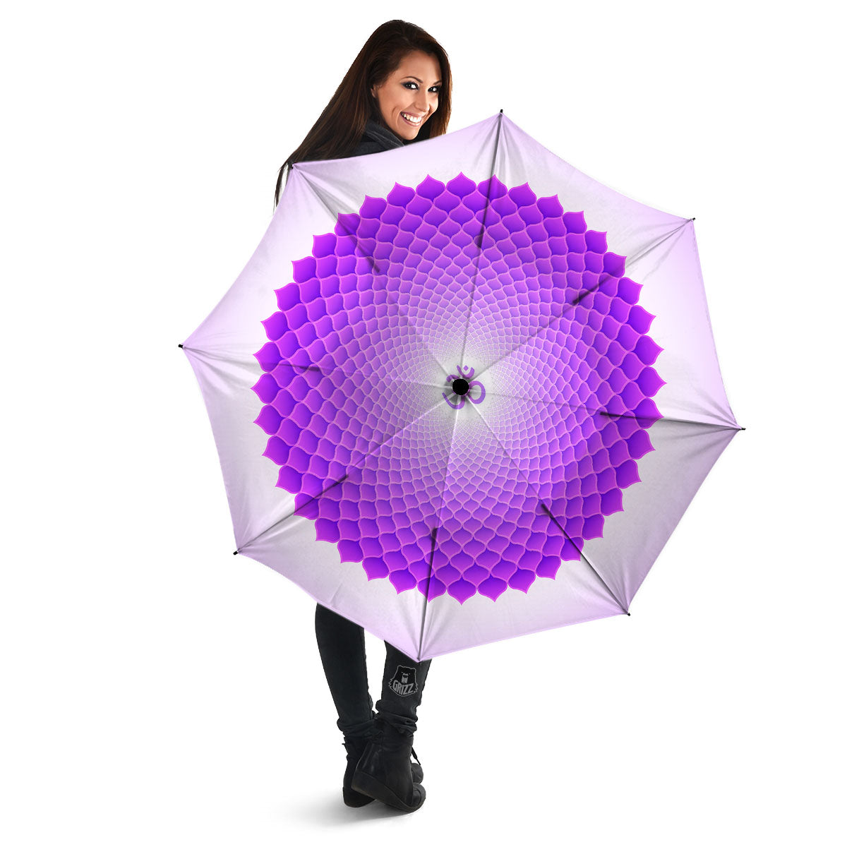 Mandala Sahasrara Chakra Print Umbrella-grizzshop