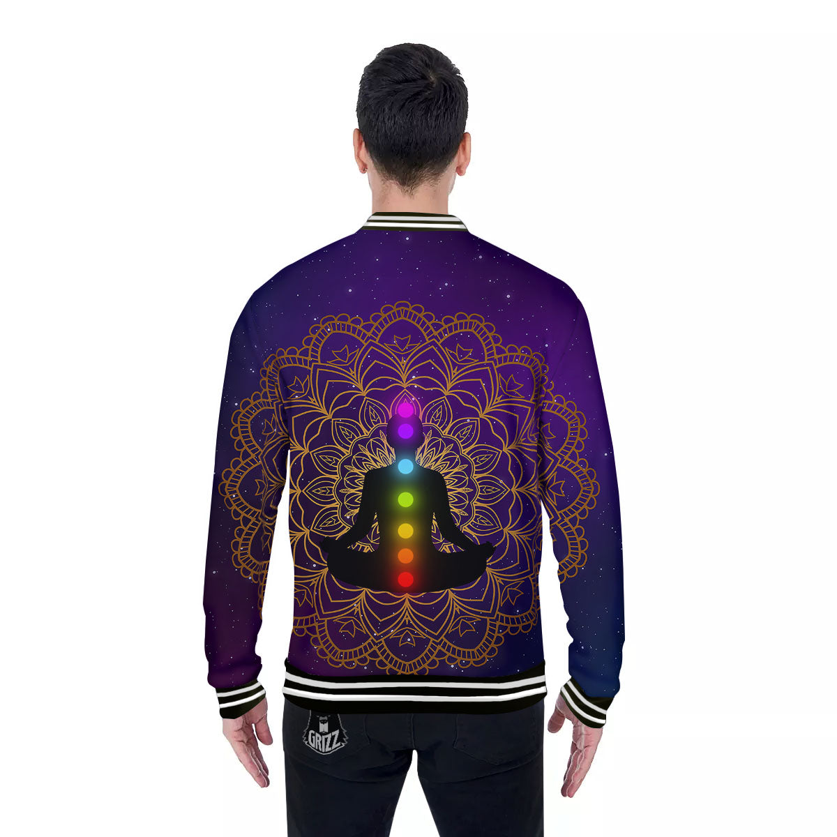 Mandala Seven Chakras Print Baseball Jacket-grizzshop