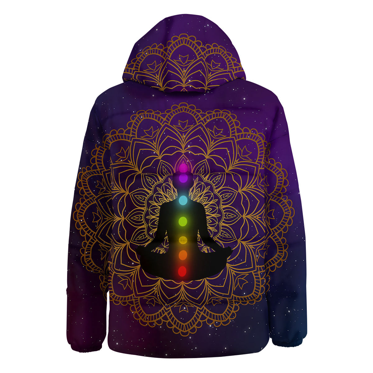 Mandala Seven Chakras Print Down Jacket-grizzshop