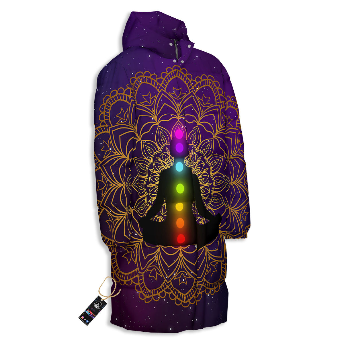 Mandala Seven Chakras Print Long Down Jacket-grizzshop