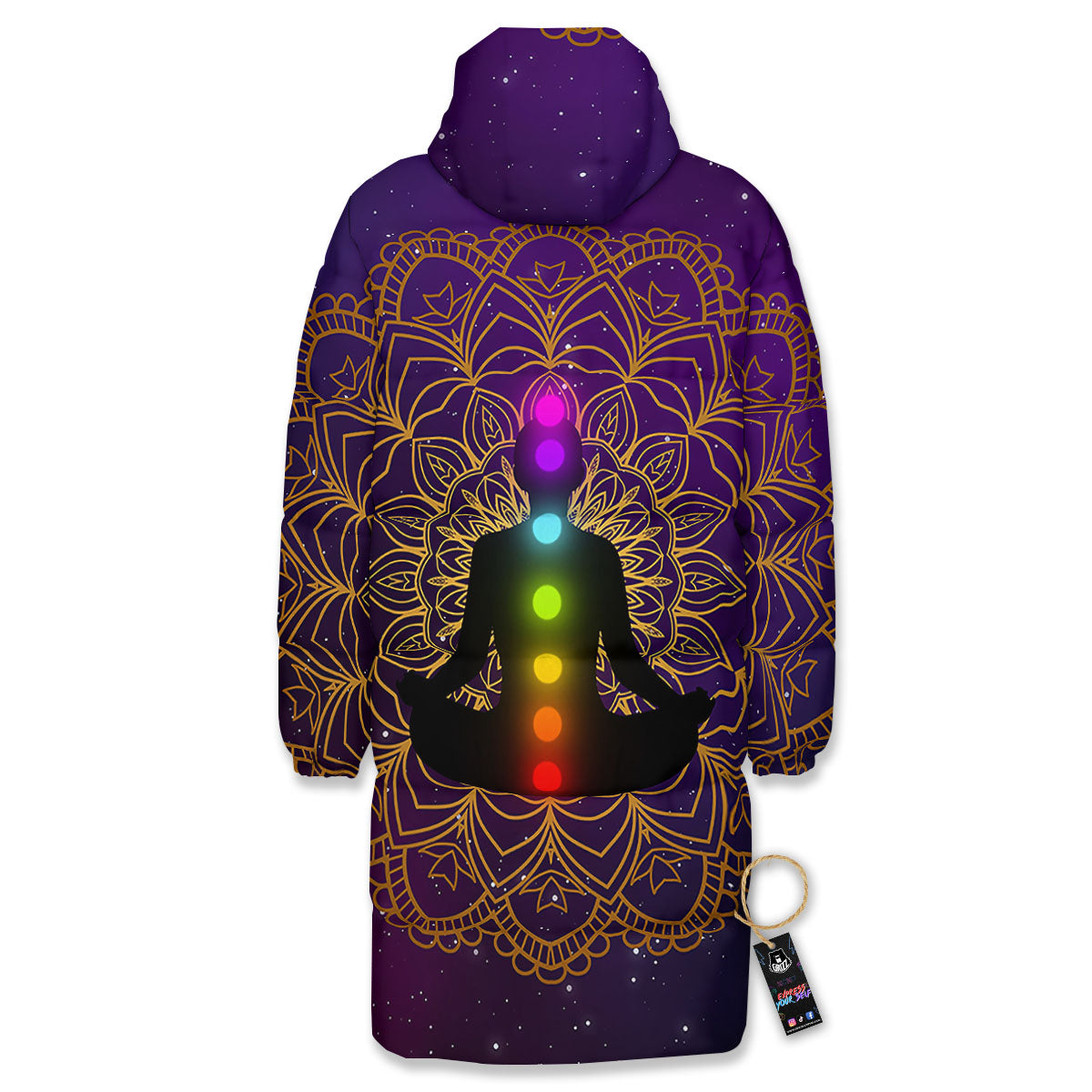 Mandala Seven Chakras Print Long Down Jacket-grizzshop