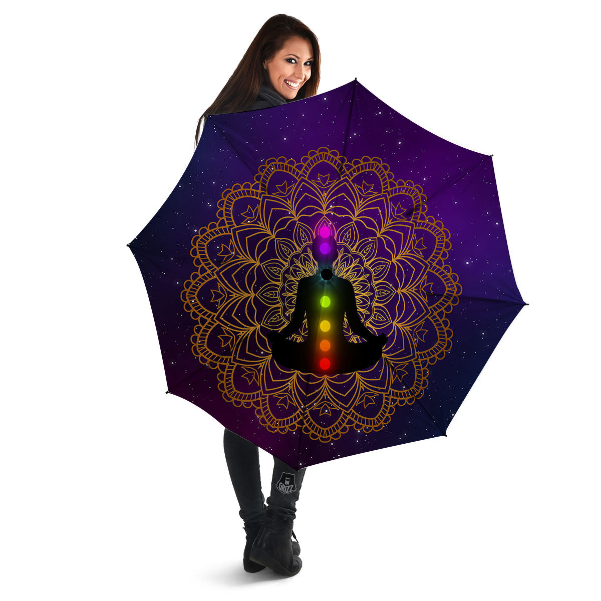 Mandala Seven Chakras Print Umbrella-grizzshop