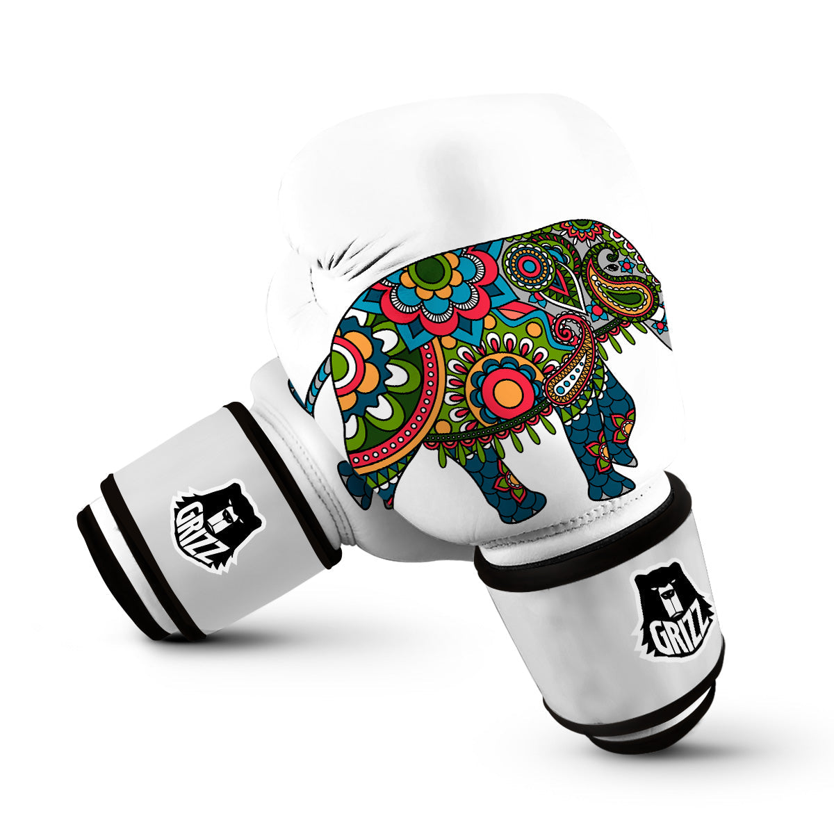 Mandala Silhouette Elephant Print Boxing Gloves-grizzshop