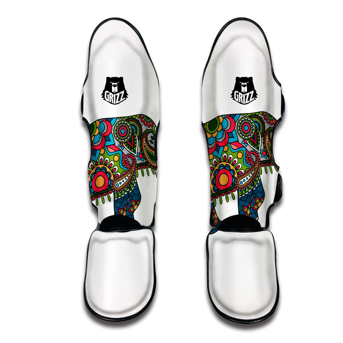 Mandala Silhouette Elephant Print Muay Thai Shin Guards-grizzshop