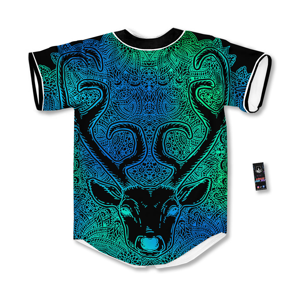 Mandala Spiritual Deer Print Baseball Jersey-grizzshop