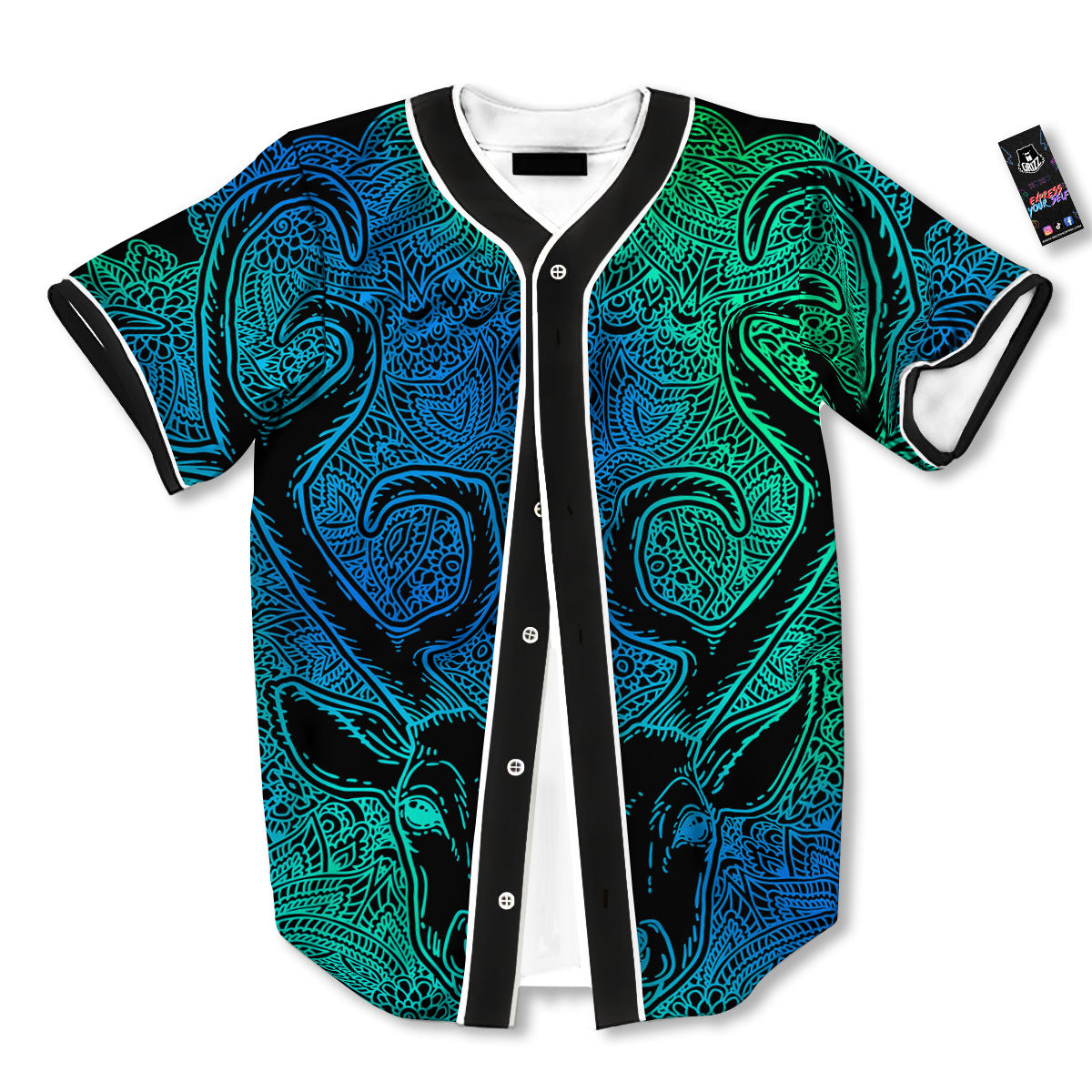 Mandala Spiritual Deer Print Baseball Jersey-grizzshop