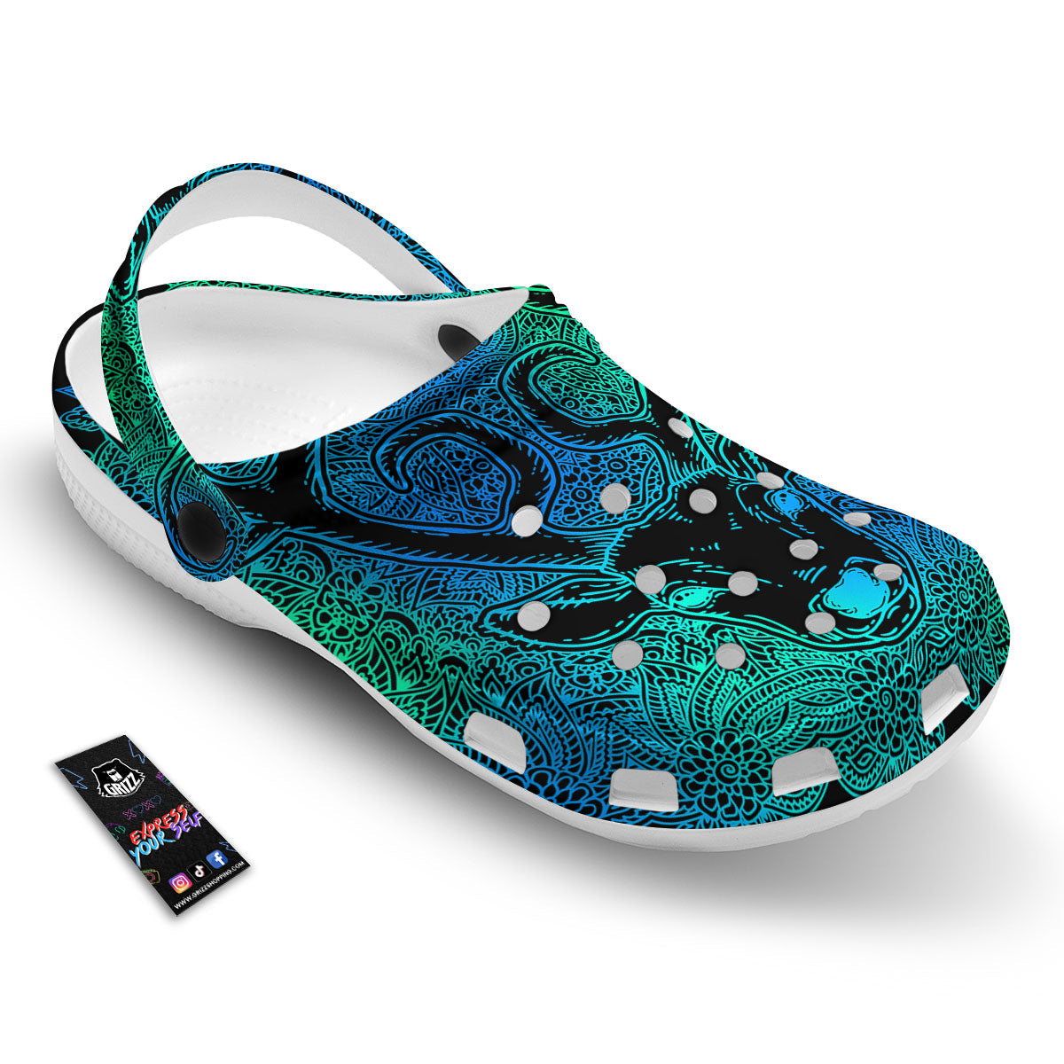 Mandala Spiritual Deer Print Clog-grizzshop