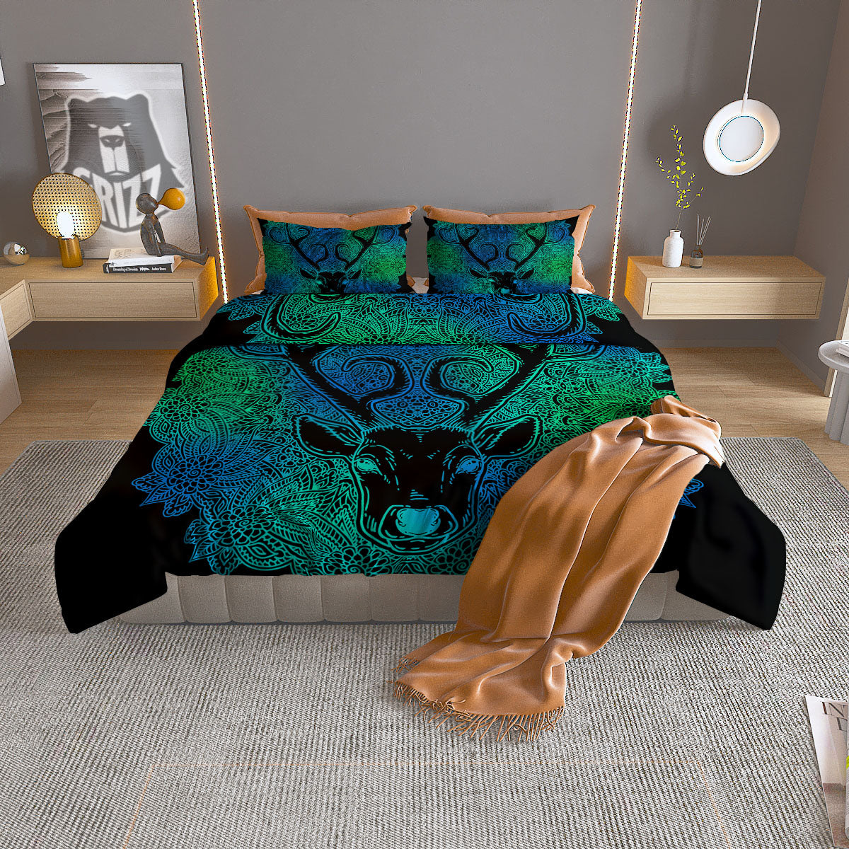 Maya Calendar White And Black Print Duvet Cover Bedding Set