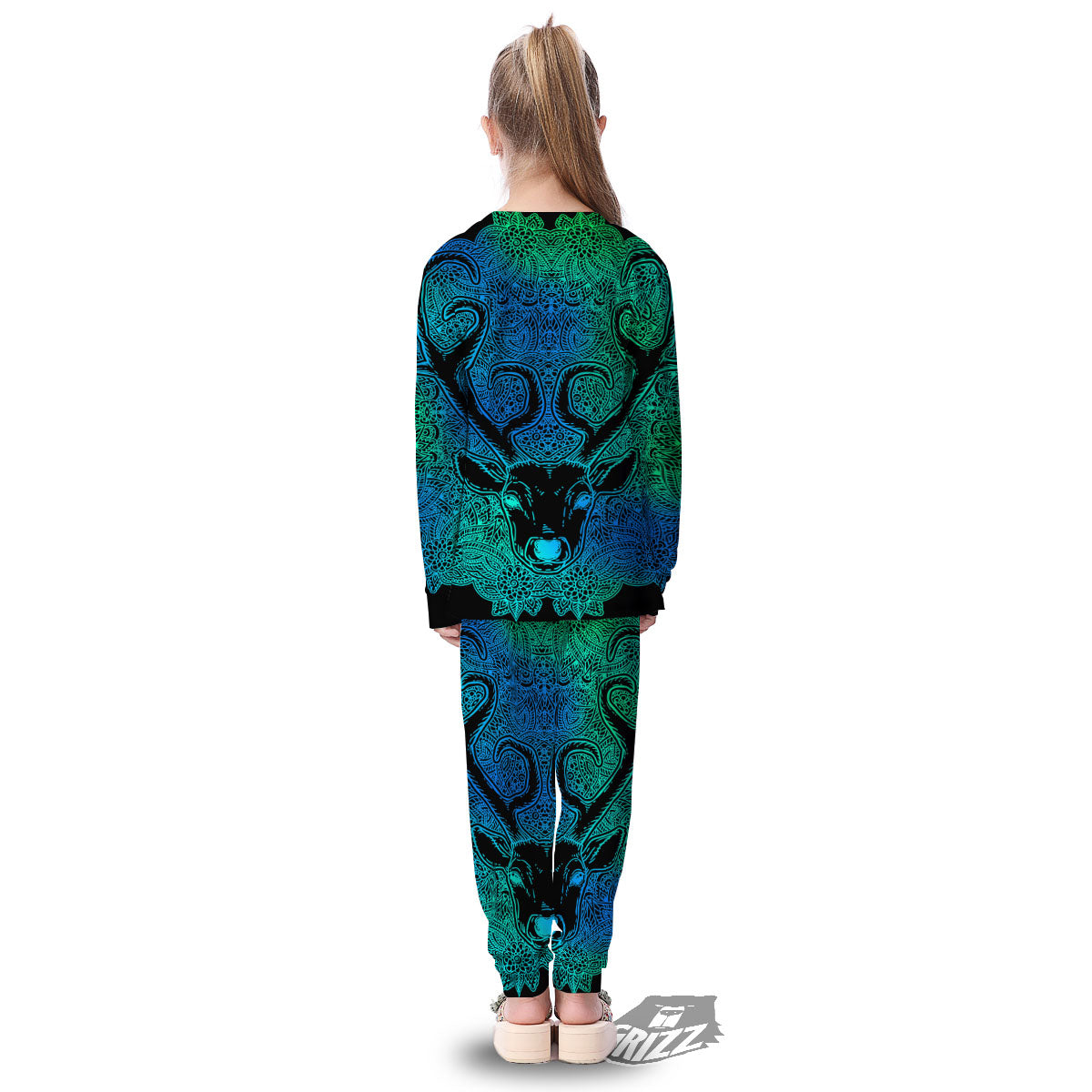 Mandala Spiritual Deer Print Kid's Pajamas-grizzshop