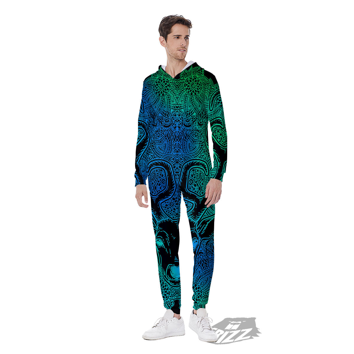 Mandala Spiritual Deer Print Men's Jumpsuit-grizzshop