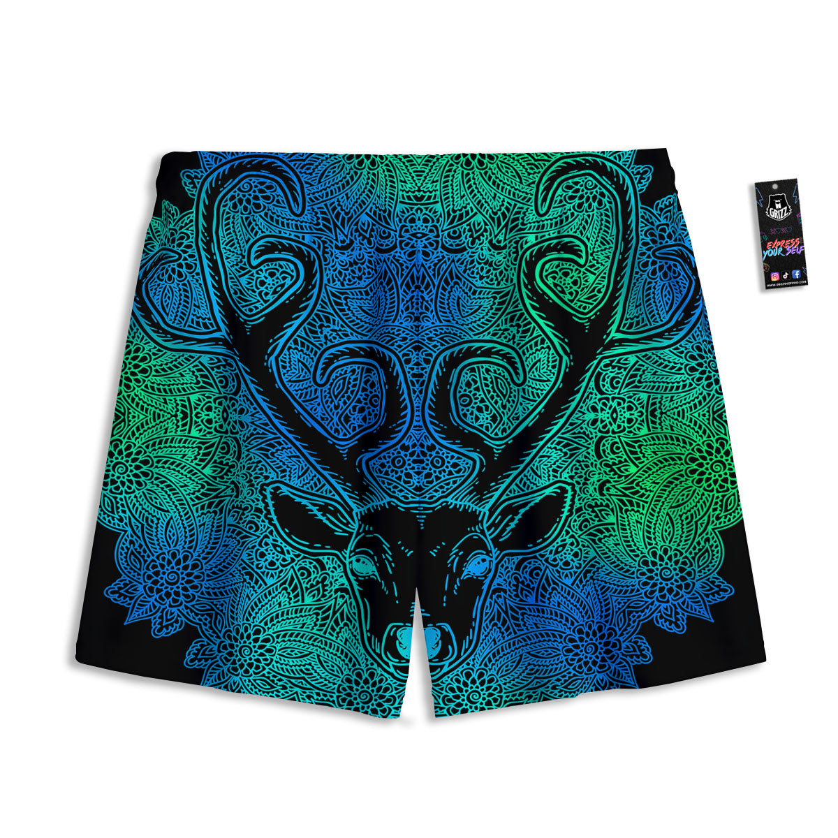 Mandala Spiritual Deer Print Mesh Shorts
