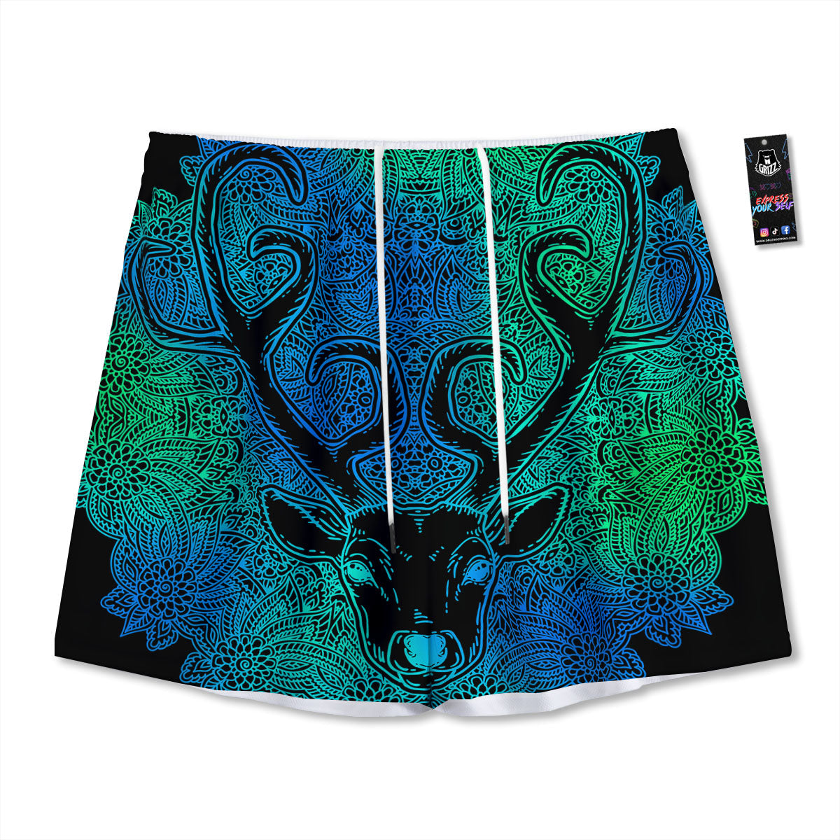Mandala Spiritual Deer Print Mesh Shorts