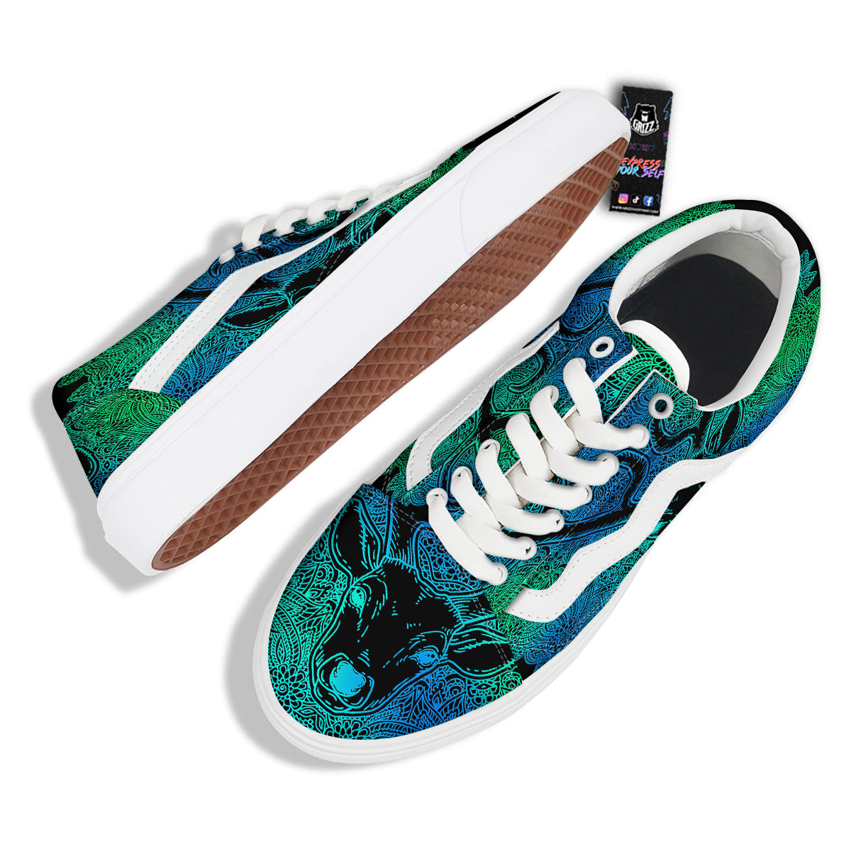 Mandala Spiritual Deer Print Skate Shoes-grizzshop