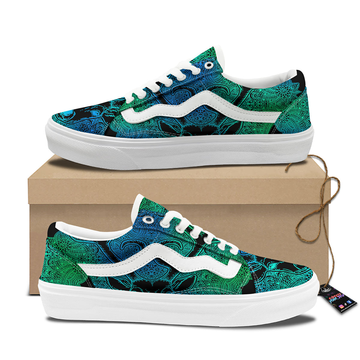 Mandala Spiritual Deer Print Skate Shoes-grizzshop
