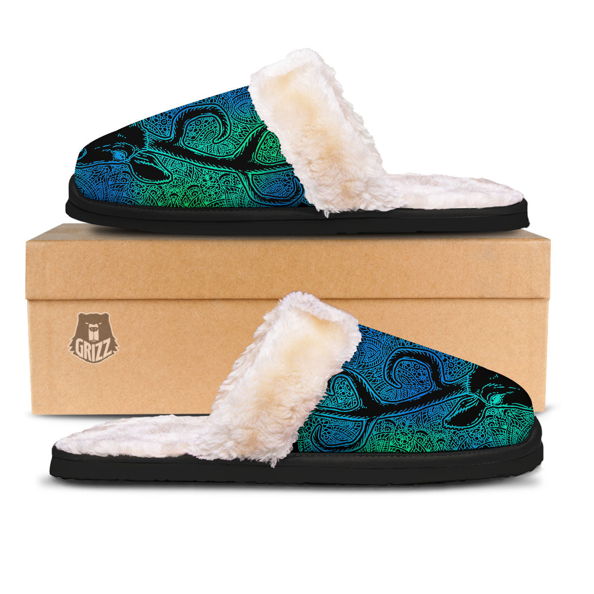 Mandala Spiritual Deer Print Slippers-grizzshop
