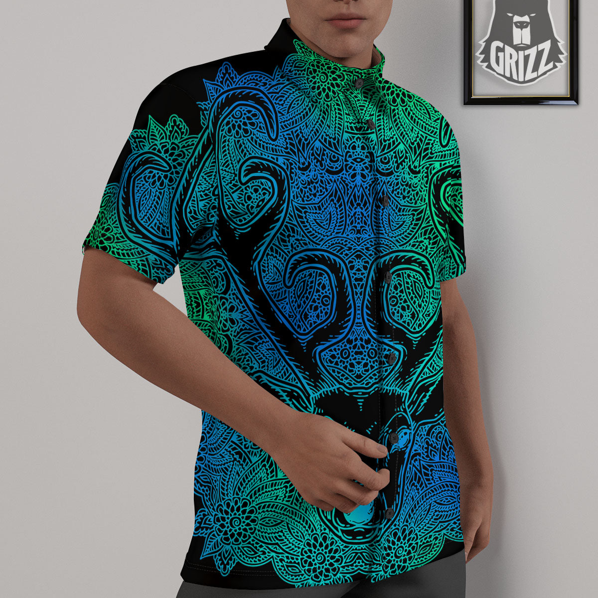 Mandala Spiritual Deer Print Untucked Shirts-grizzshop