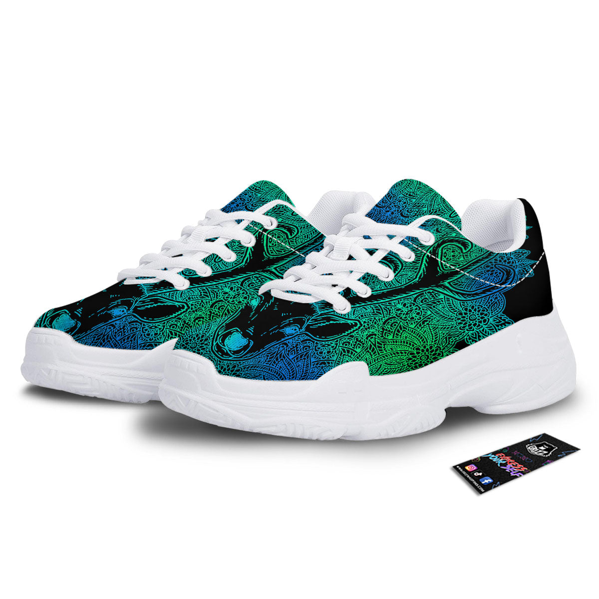 Mandala Spiritual Deer Print White Chunky Shoes-grizzshop