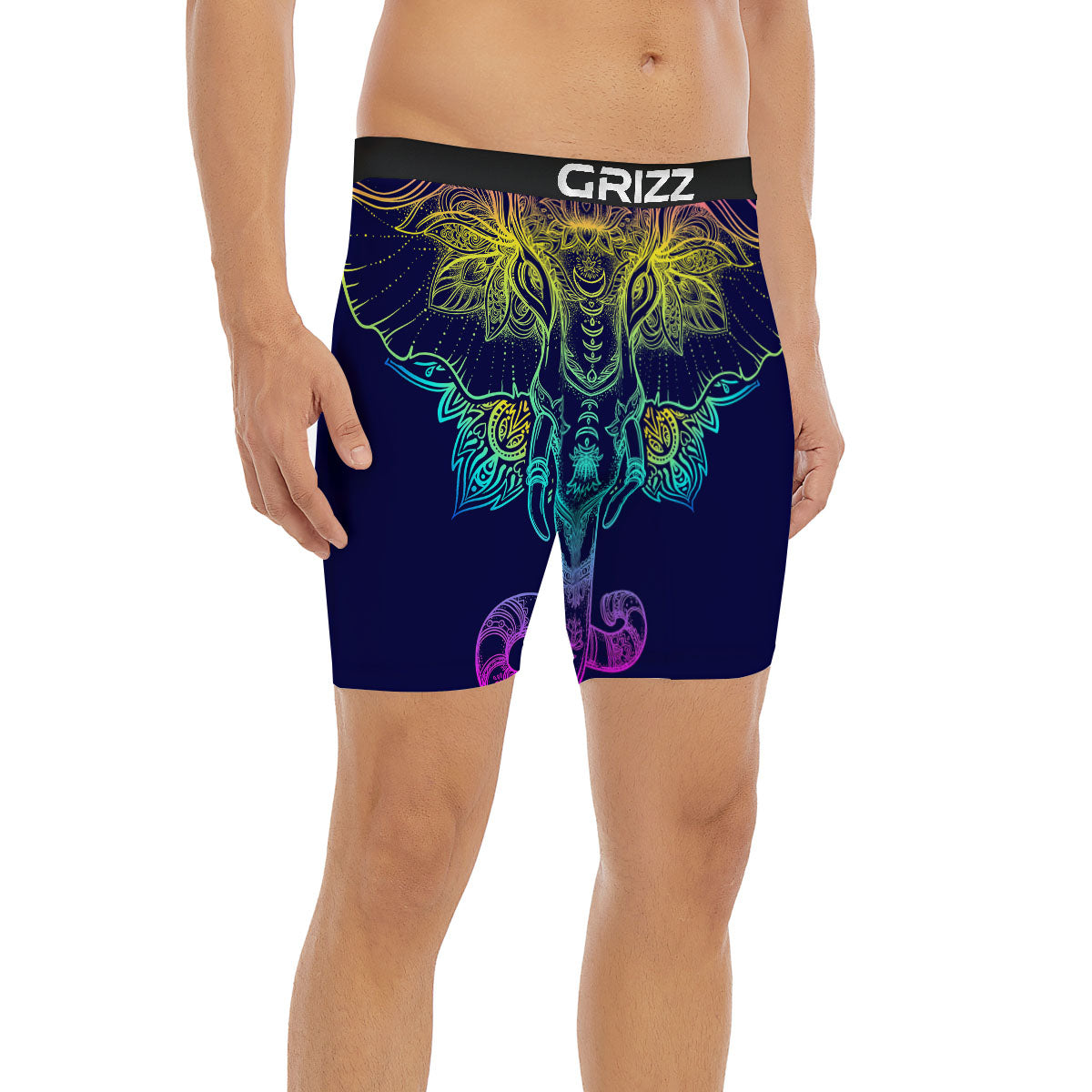 Mandala Spiritual Elephant Print Boxer Briefs-grizzshop