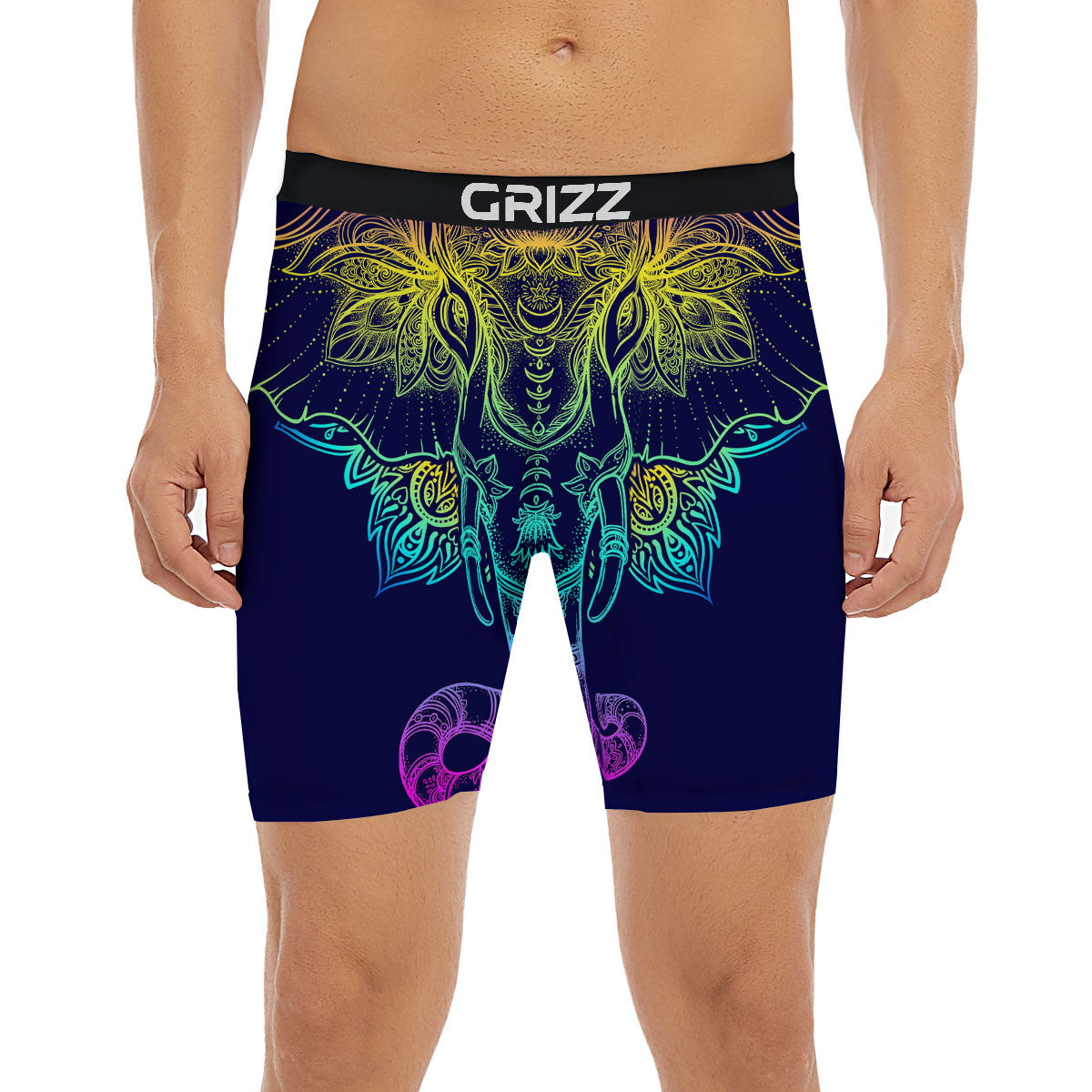 Mandala Spiritual Elephant Print Boxer Briefs-grizzshop