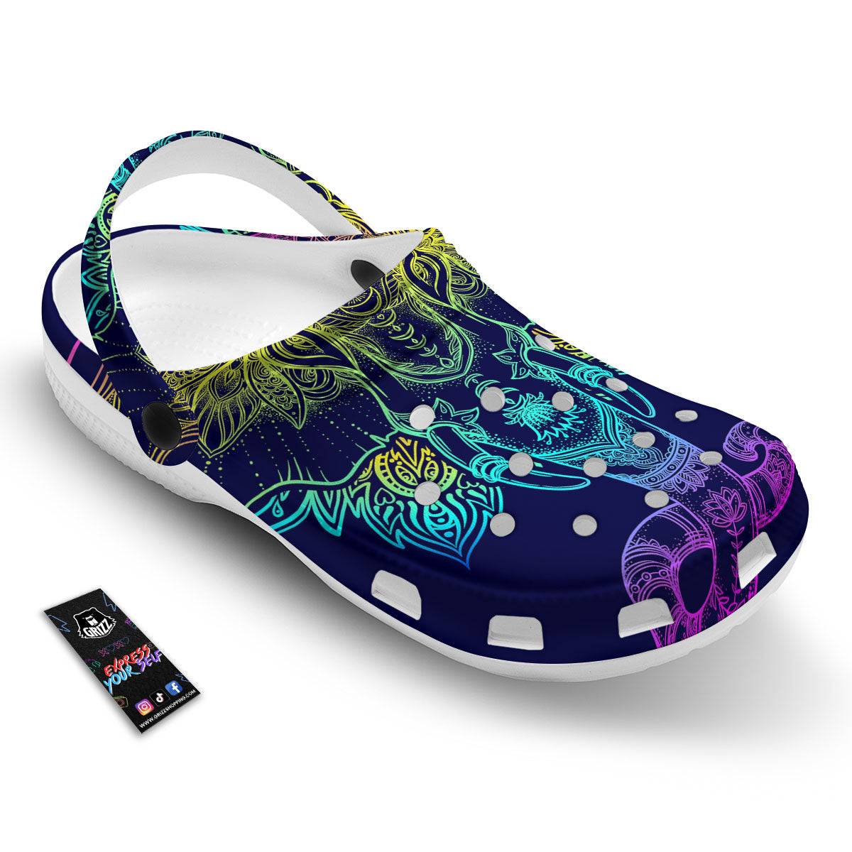 Mandala Spiritual Elephant Print Clog-grizzshop