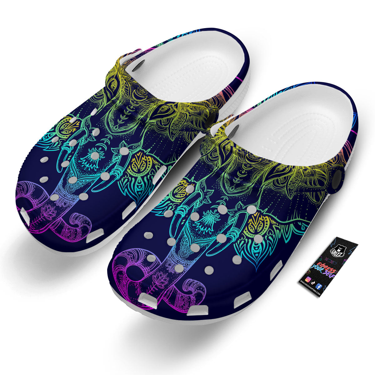 Mandala Spiritual Elephant Print Clog-grizzshop