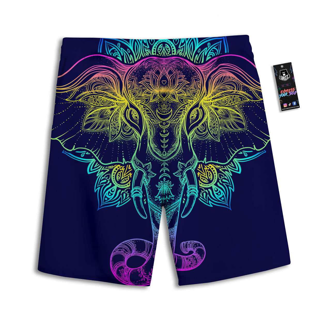 Mandala Spiritual Elephant Print Men's Athletic Shorts