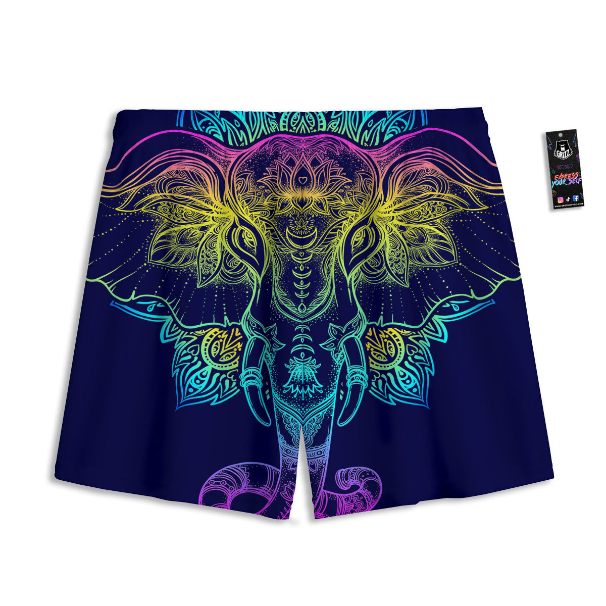 Mandala Spiritual Elephant Print Mesh Shorts