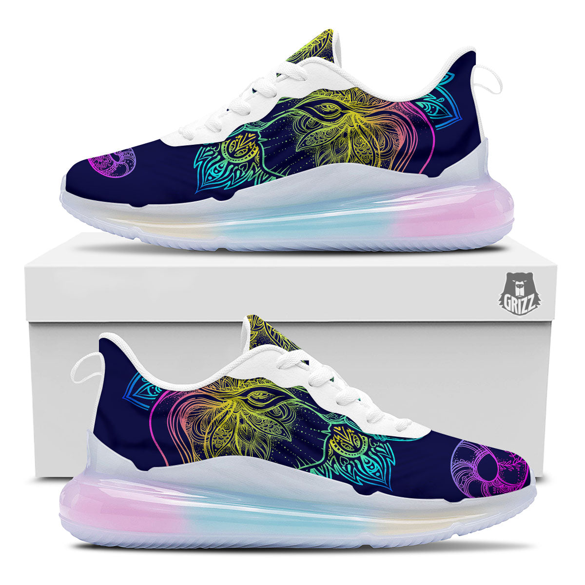 Mandala Spiritual Elephant Print Running Sneakers-grizzshop