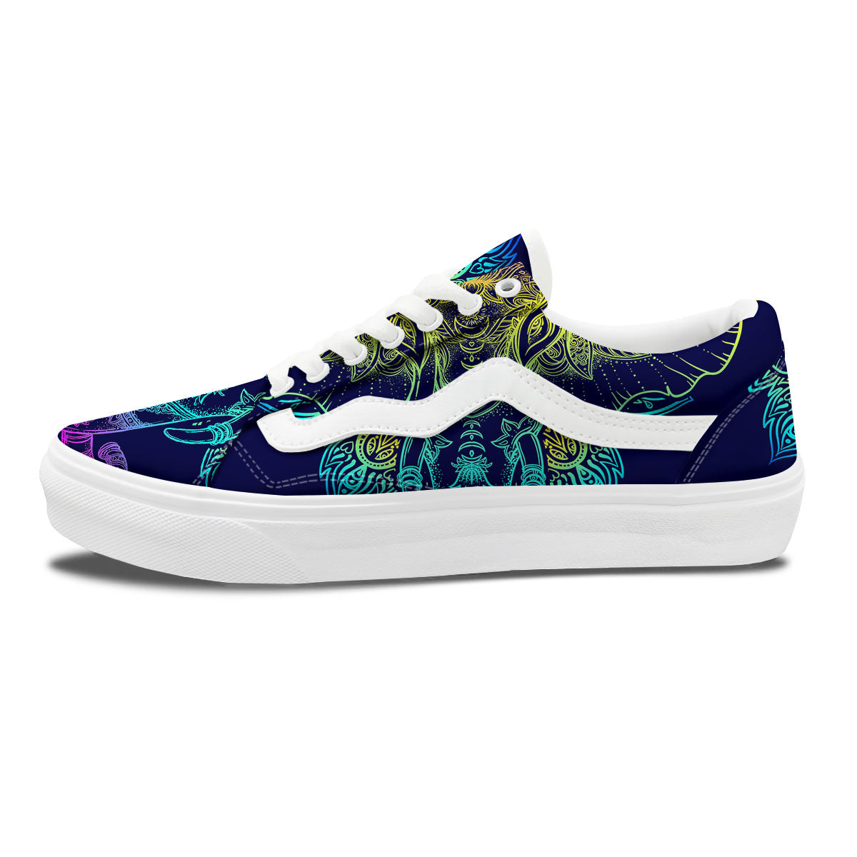 Mandala Spiritual Elephant Print Skate Shoes-grizzshop