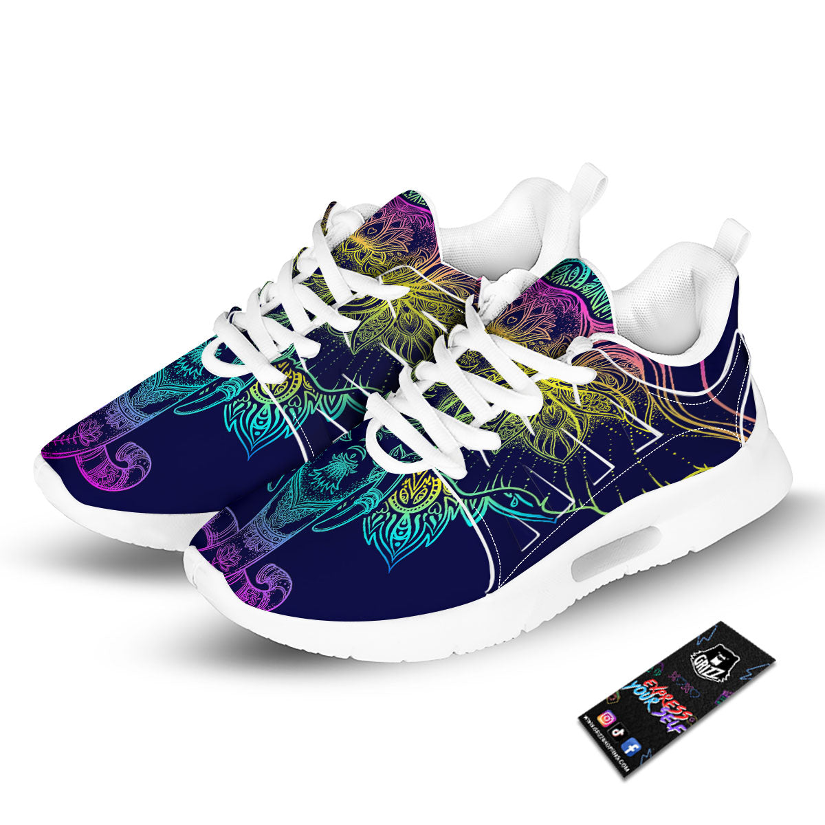 Mandala Spiritual Elephant Print Tennis Shoes-grizzshop