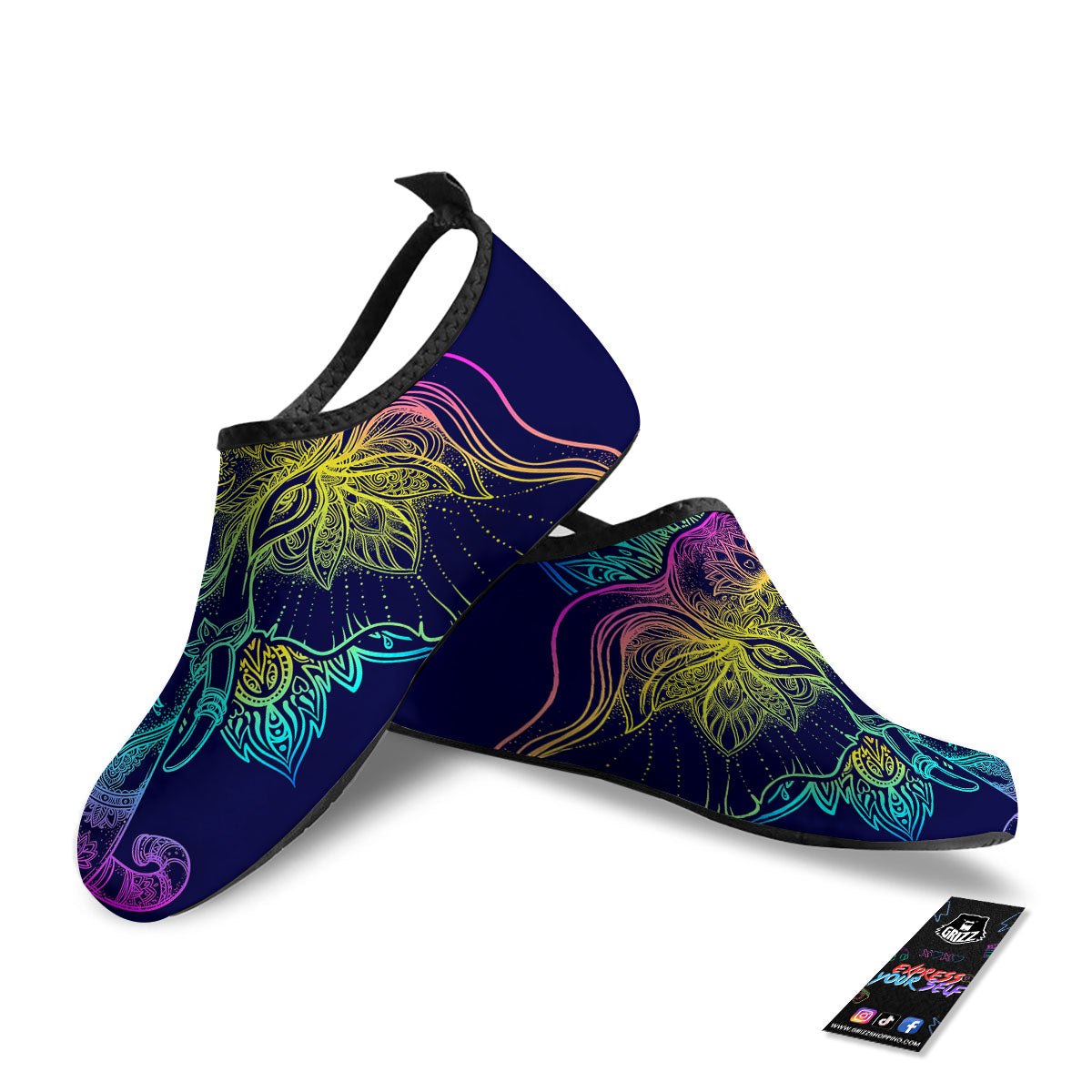 Mandala Spiritual Elephant Print Water Shoes-grizzshop