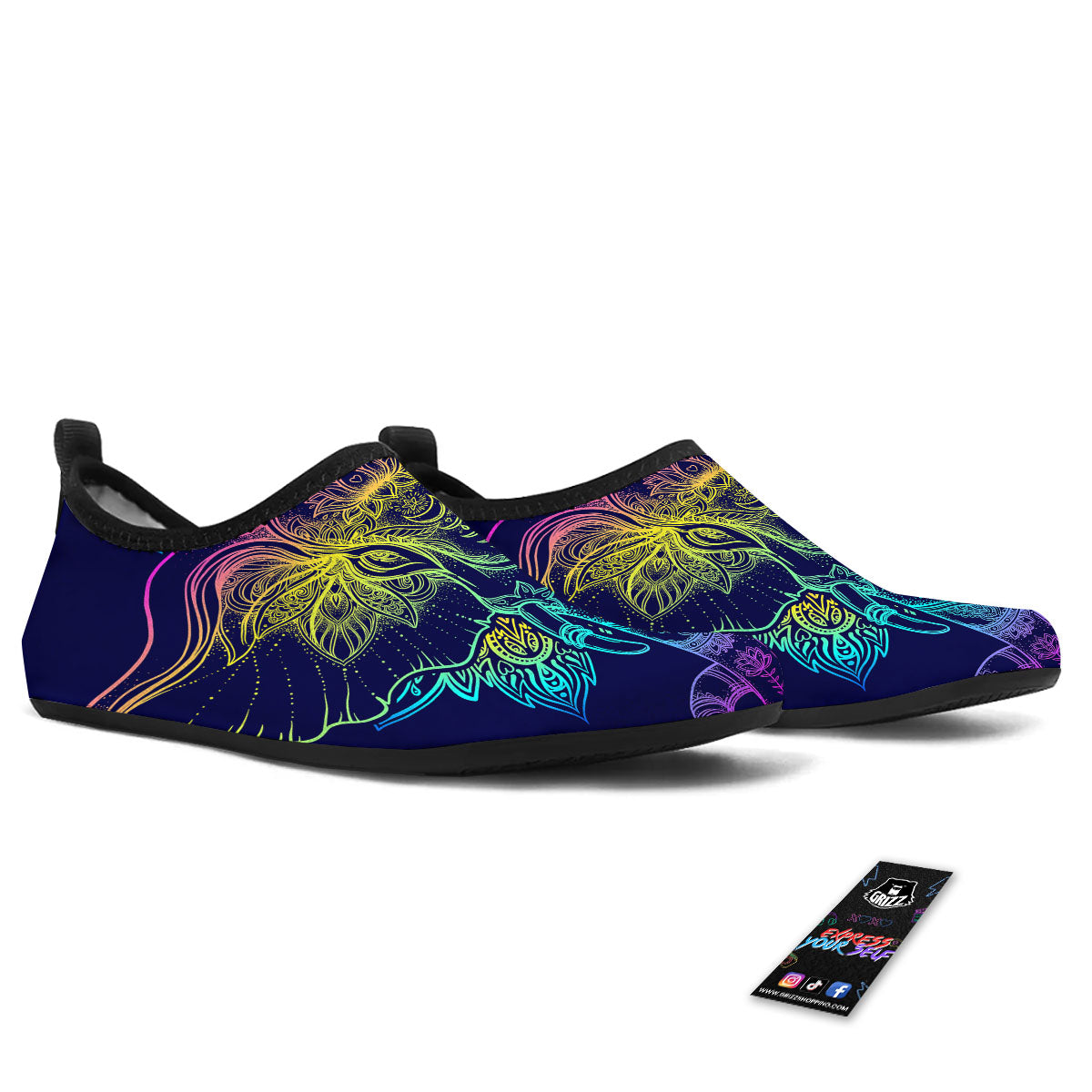 Mandala Spiritual Elephant Print Water Shoes-grizzshop
