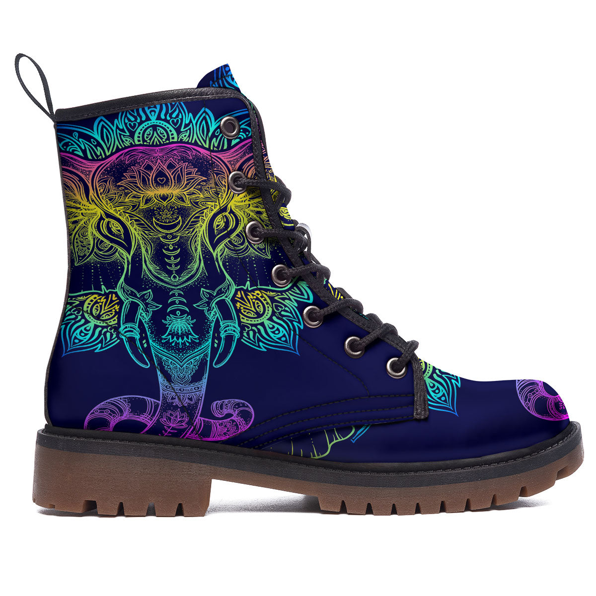 Mandala Spiritual Elephant Print Work Boots-grizzshop
