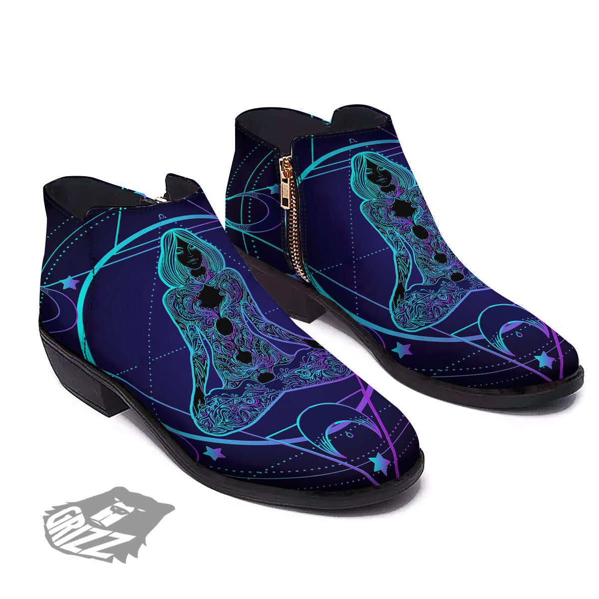 Mandala Spiritual Girl Print Ankle Boots-grizzshop