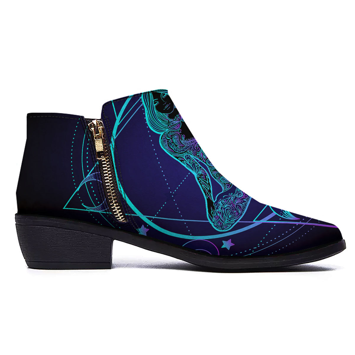 Mandala Spiritual Girl Print Ankle Boots-grizzshop