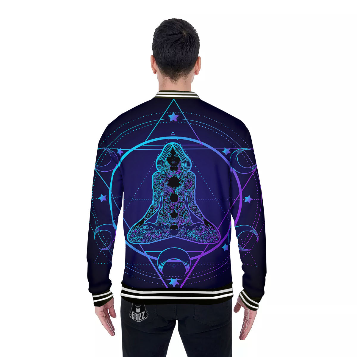 Mandala Spiritual Girl Print Baseball Jacket-grizzshop