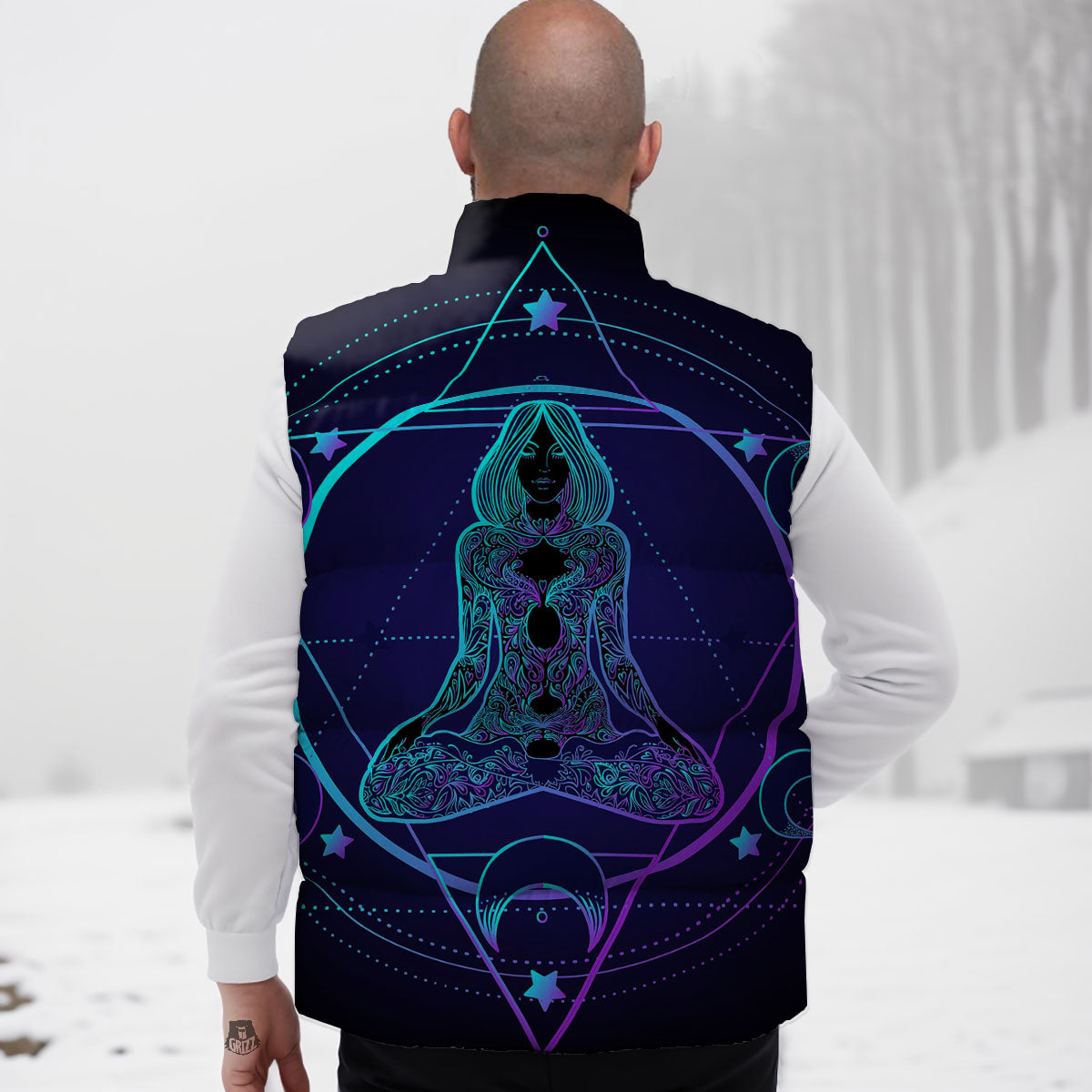 Mandala Spiritual Girl Print Down Vest