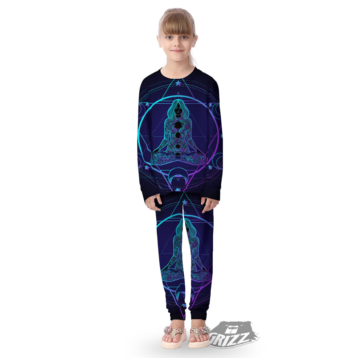 Mandala Spiritual Girl Print Kid's Pajamas-grizzshop