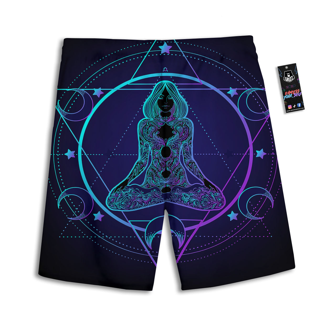 Mandala Spiritual Girl Print Men's Athletic Shorts
