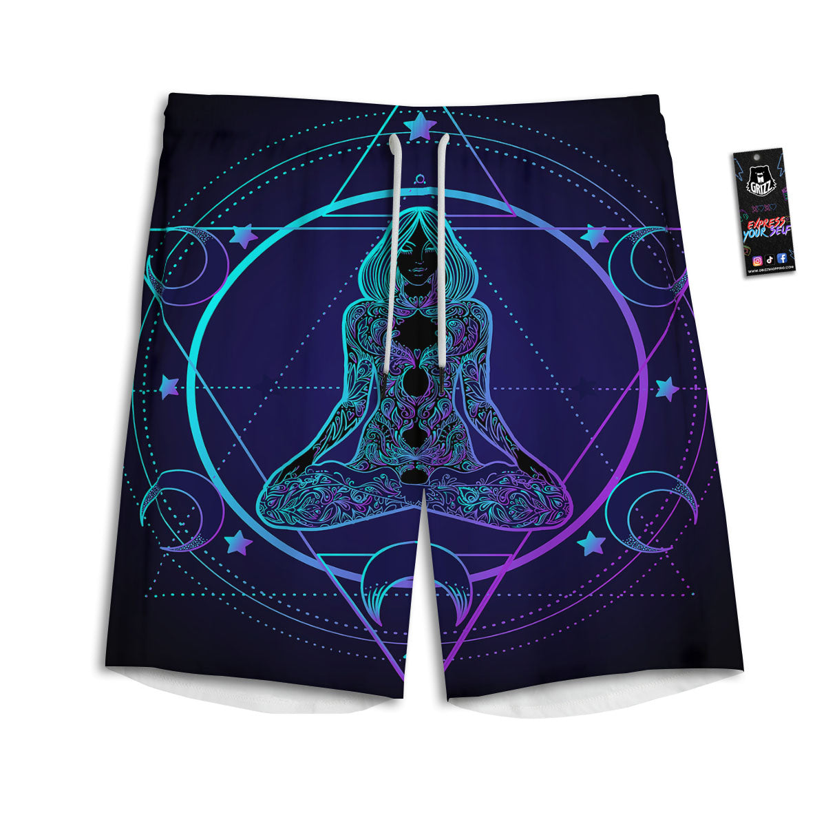 Mandala Spiritual Girl Print Men's Athletic Shorts