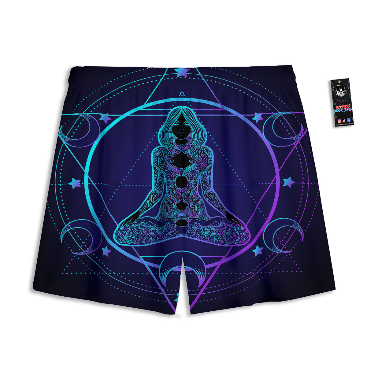 Mandala Spiritual Girl Print Mesh Shorts